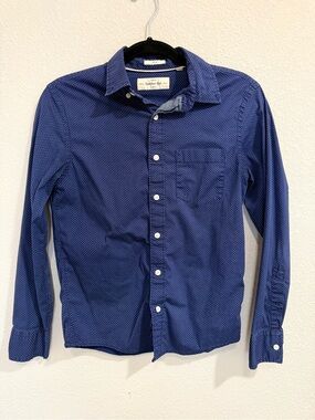 Hawker Rye Slim Stretch Navy Microdot Long-Sleeve Dress Shirt